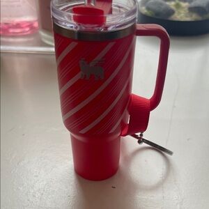Stanley Red Striped Tumbler with Handle Keychain